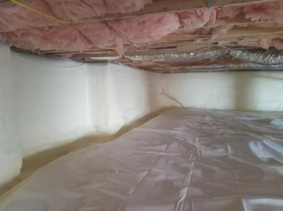 Crawl space encapsulation with closed-cell spray foam for Roof Waterproofing in Sioux Falls